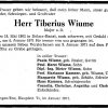 Wiume Tiberius 1902-1971 Todesanzeige